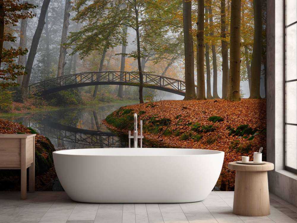 Bridge in the autumn forest