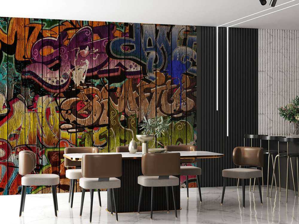 Graffiti on wood