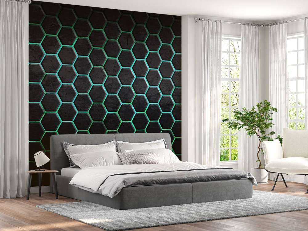 Hexagons with green lights