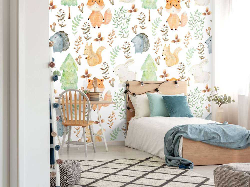 Watercolor forest animals