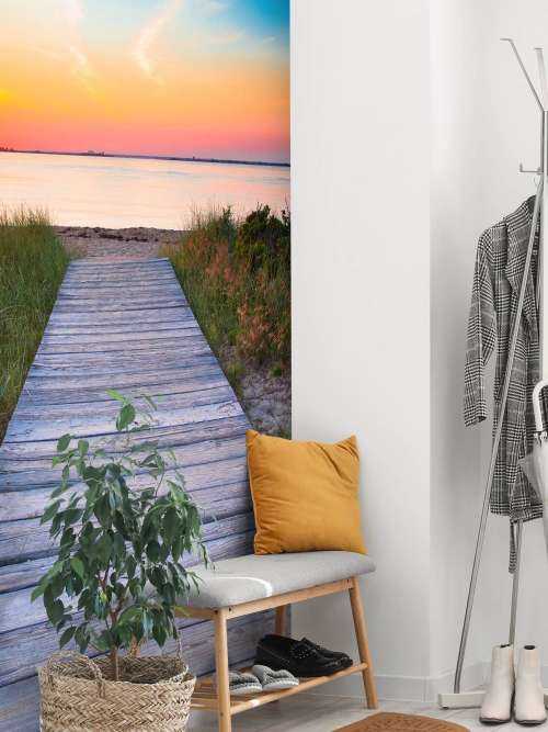 Beach and wooden road
