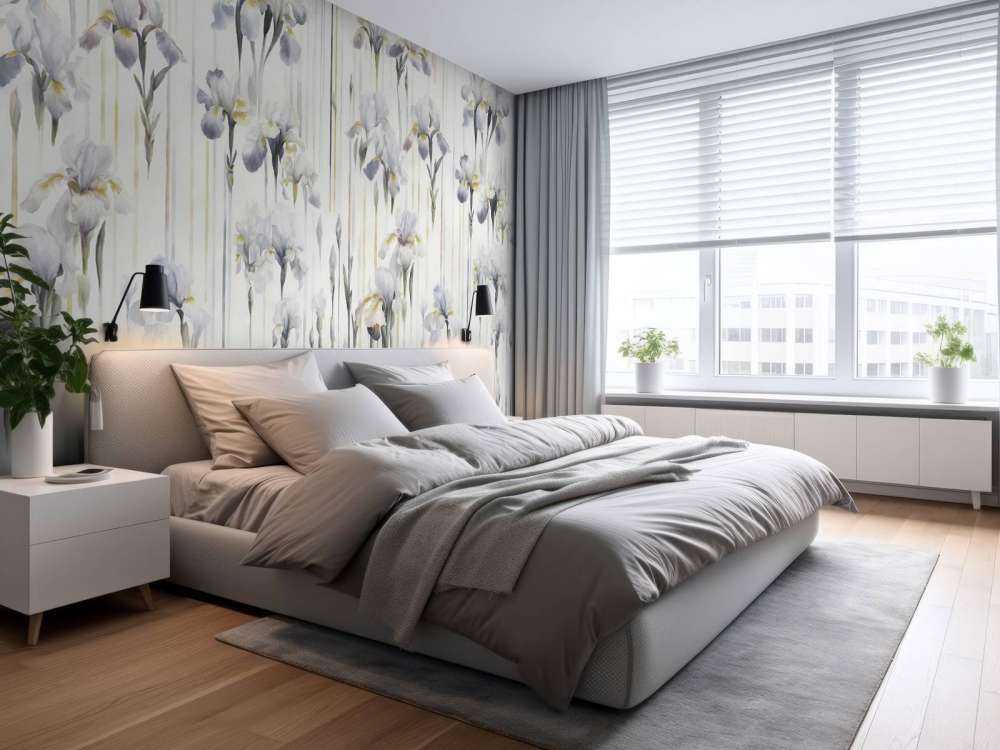 Irises and Stripes Seamless Gray