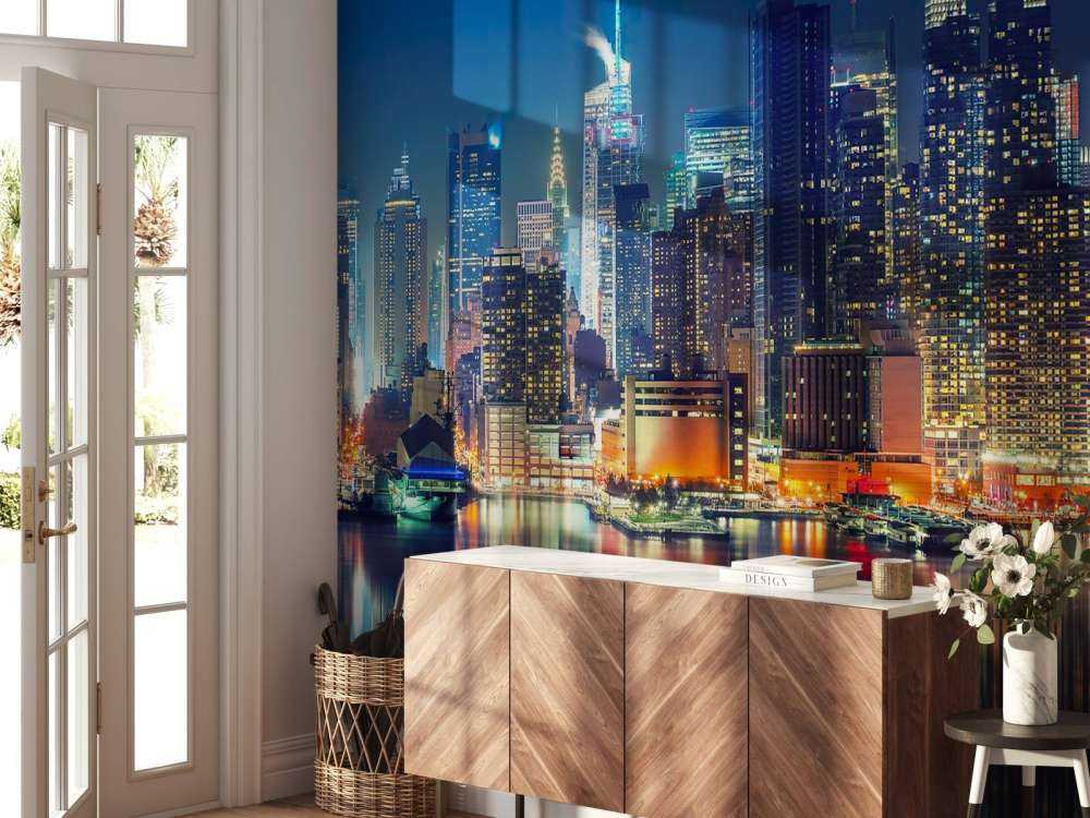 Photo wallpaper New York skyline at night