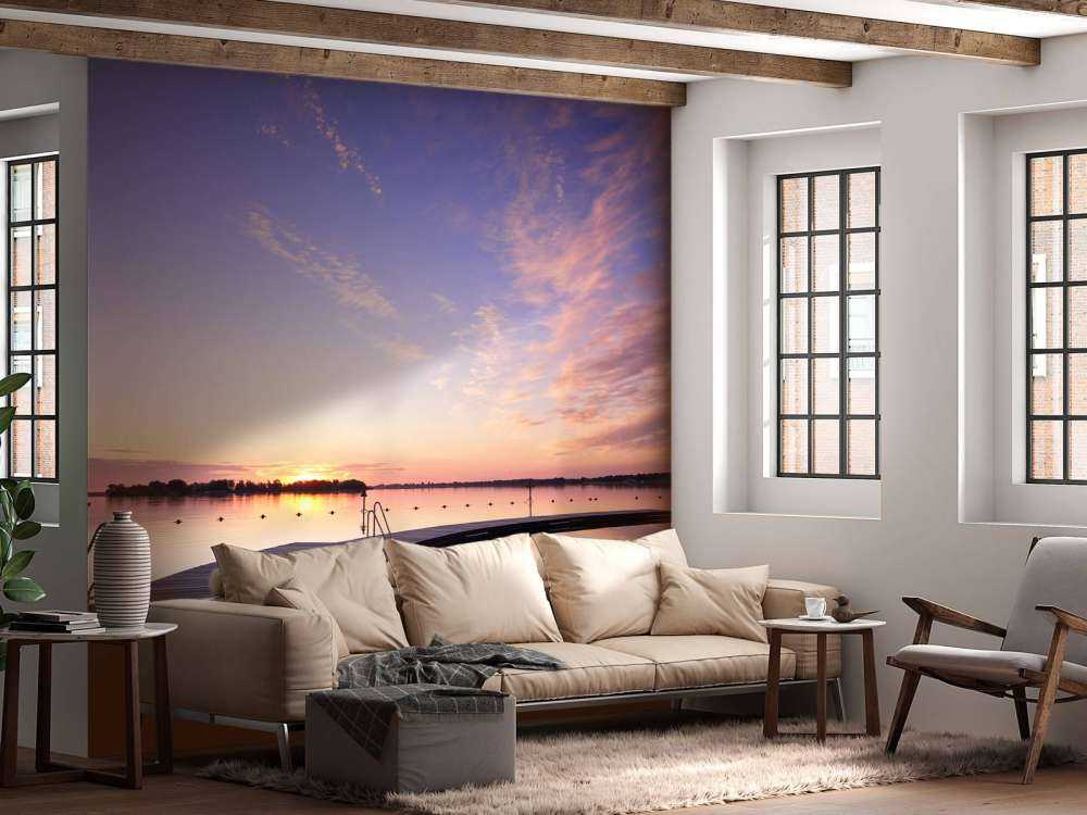 Swimming jetty with starting blocks