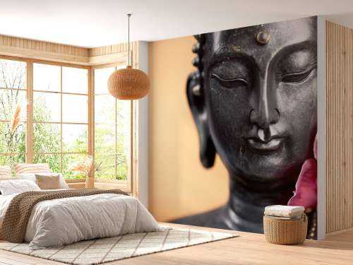 Buddha and pink orchid