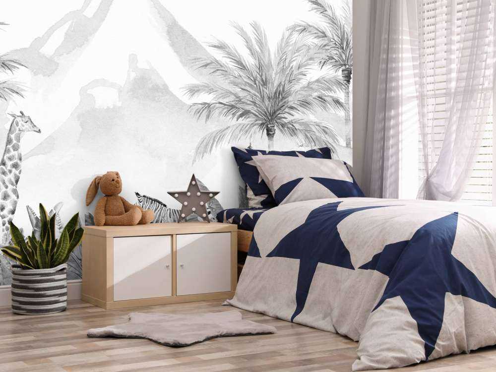 Jungle animals in black and white