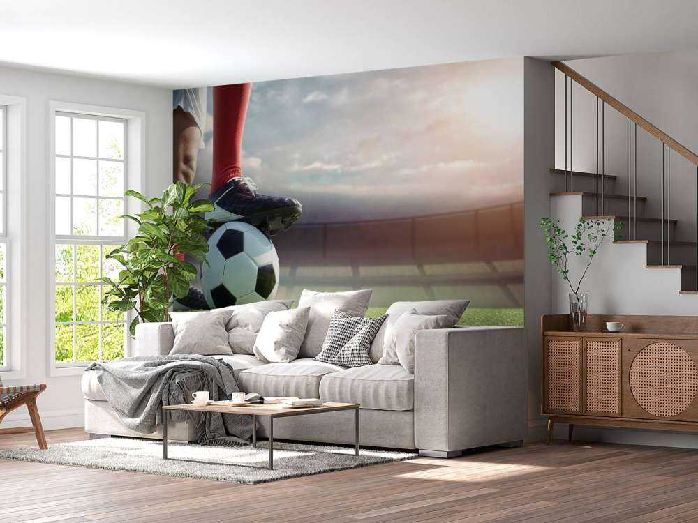 Stadium with soccer player