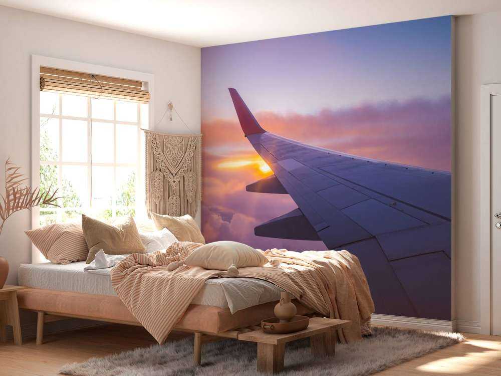 Aircraft wing in the clouds