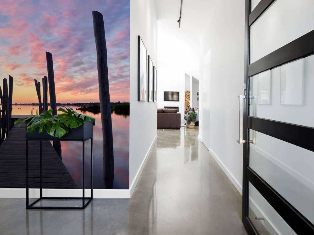 Sunrise at swimming dock