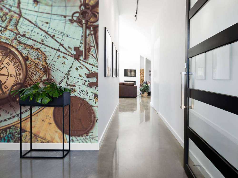 Vintage world map with compass