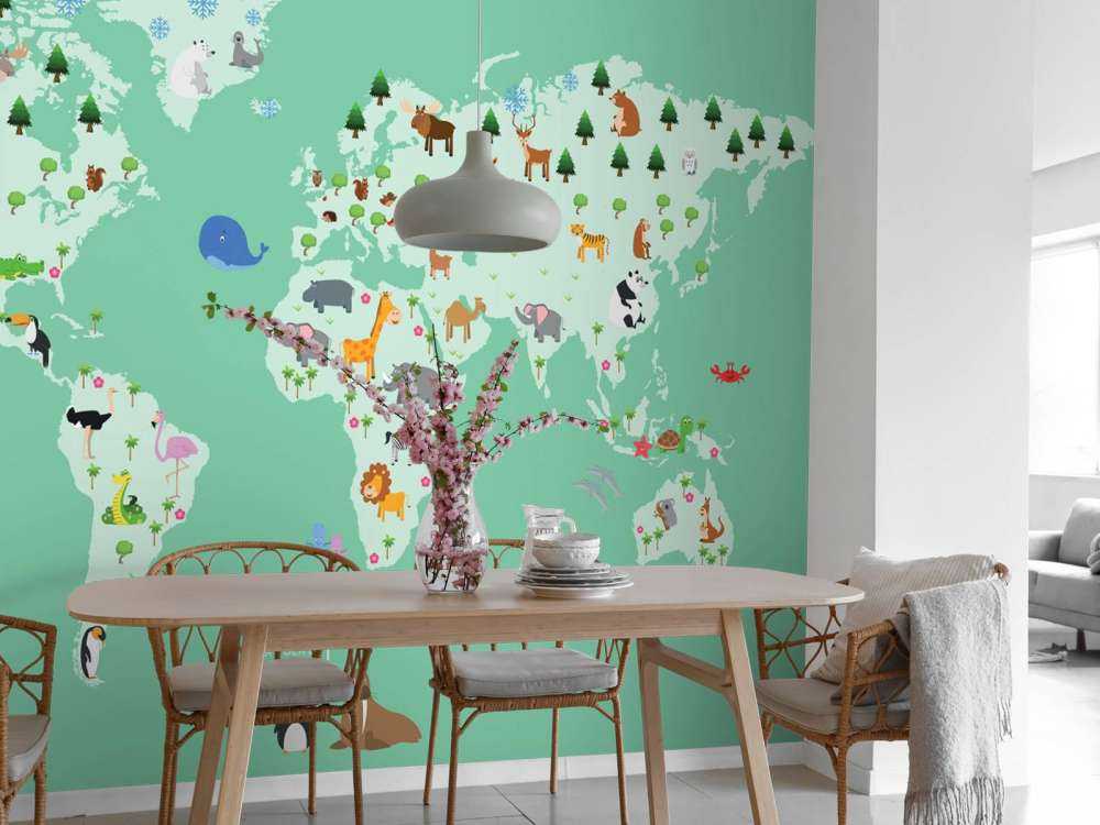 World map for children in green