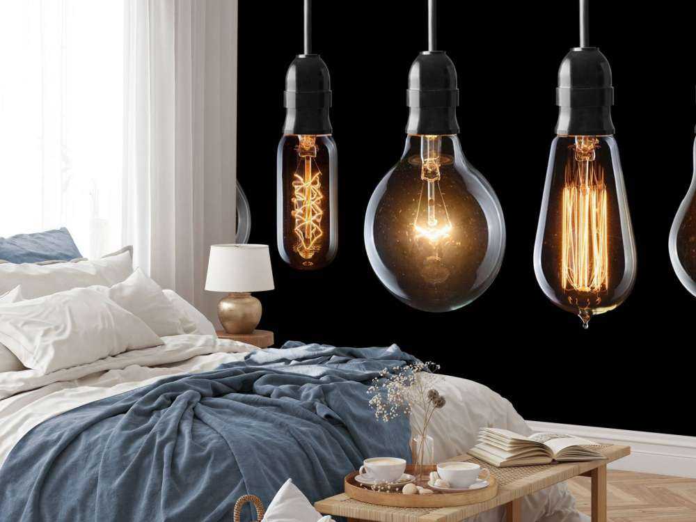 Lamps on a black background