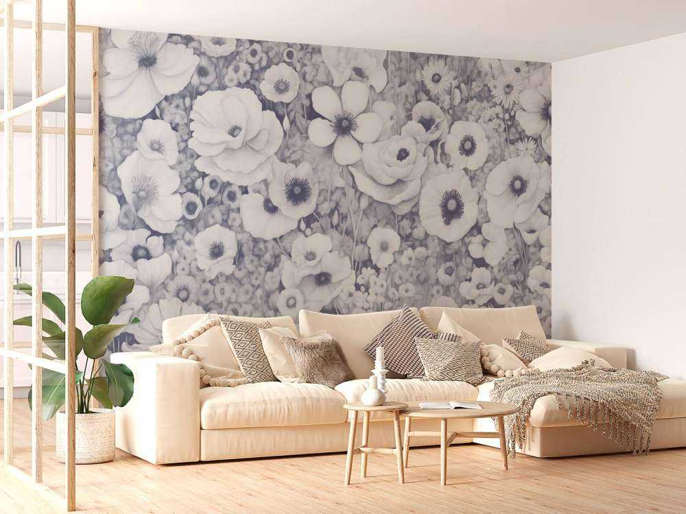 Poppy Tale Monochrome Blue