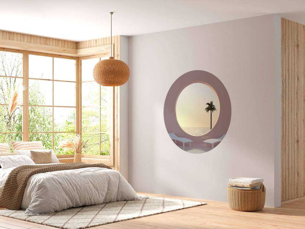 Pink wall with circle