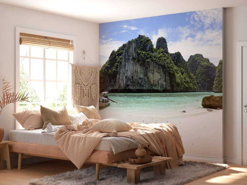 Long tail boat at island