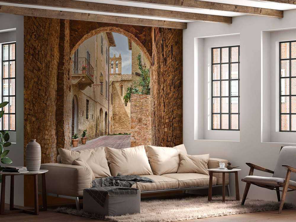 See-through street with arch