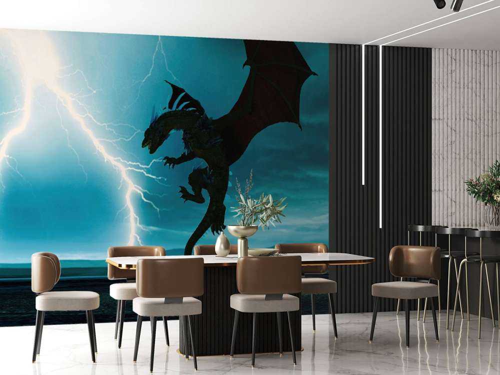 Dragon at thunderstorm