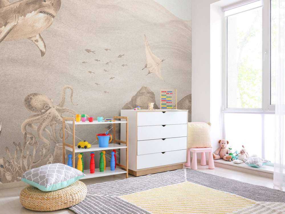 Underwater world with sharks