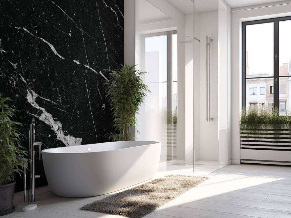 Black marble with white stripes