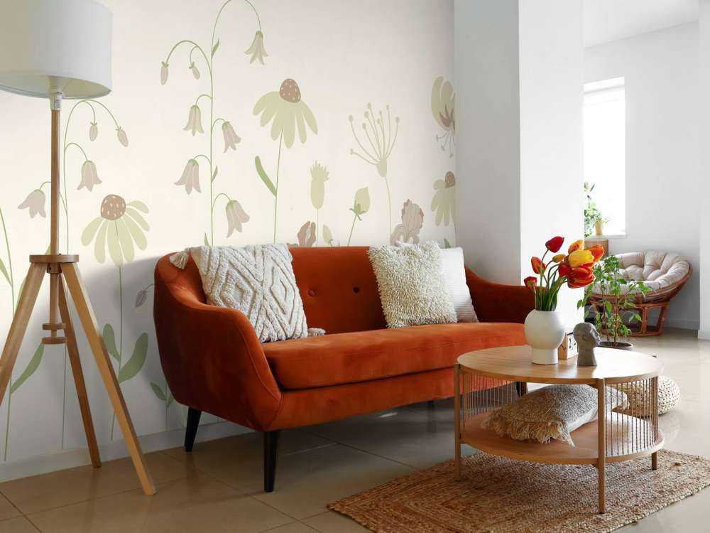 Flower field tall beige with old pink