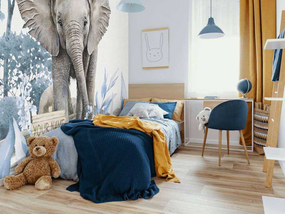 Elephant in the jungle blue