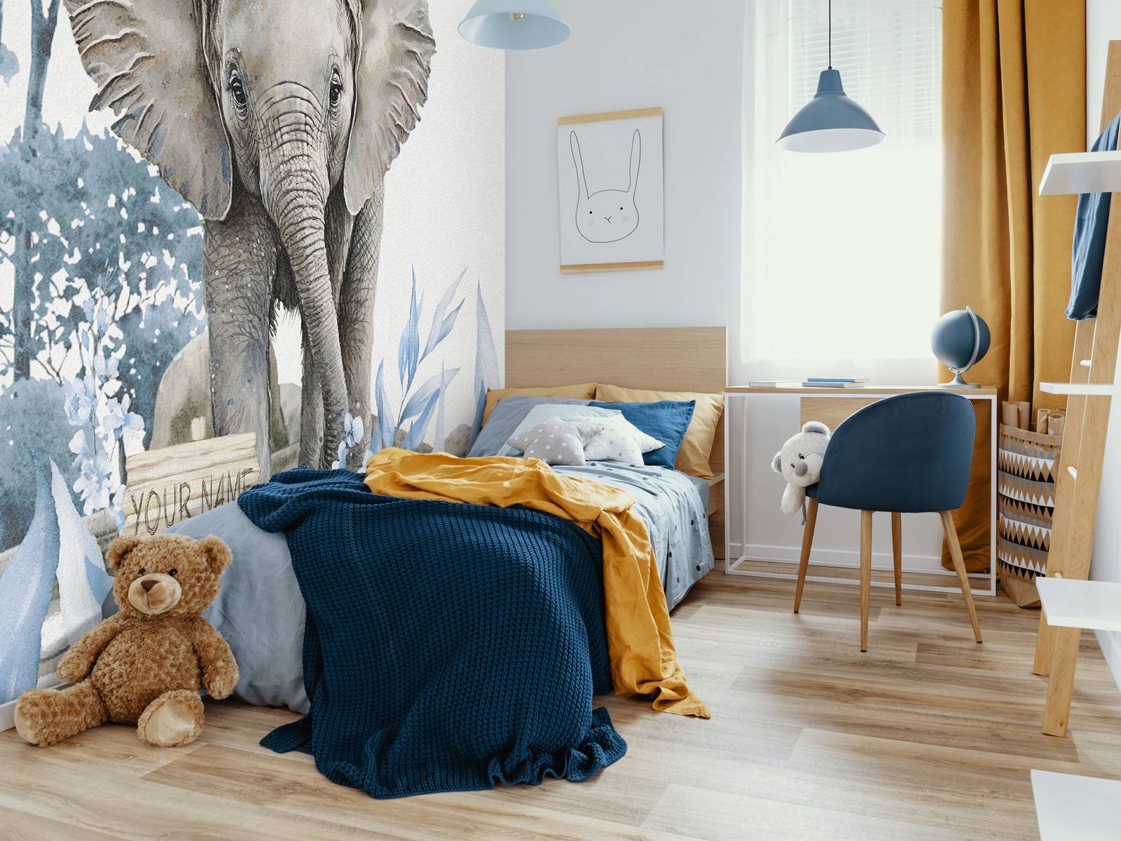 Elephant in the jungle blue