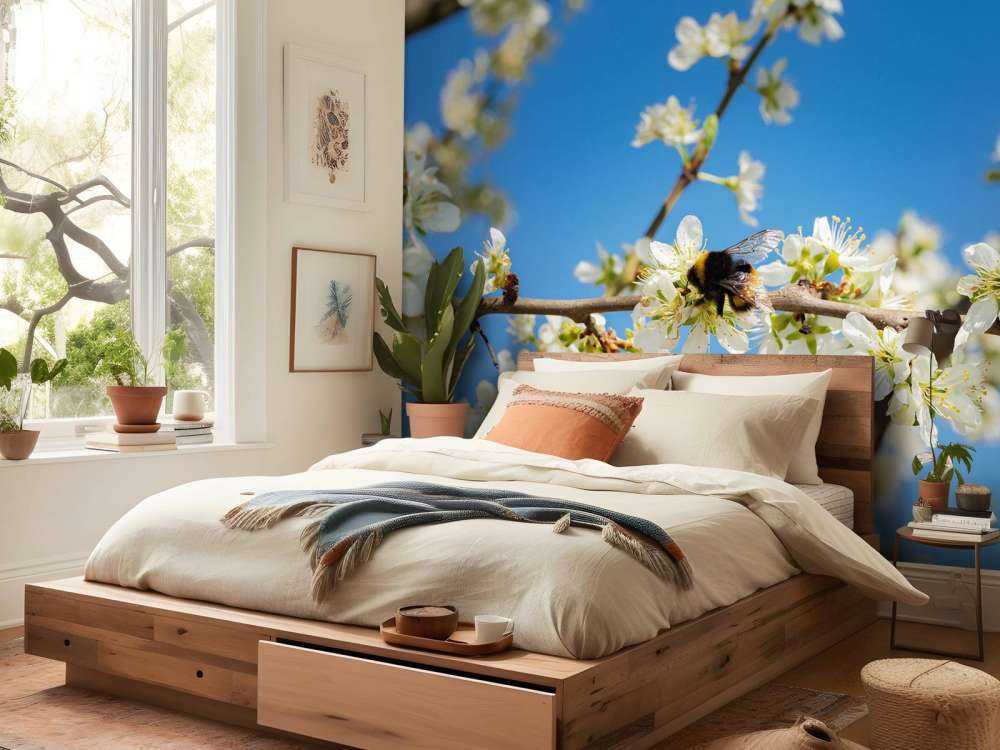 Bumblebee with white blossoms