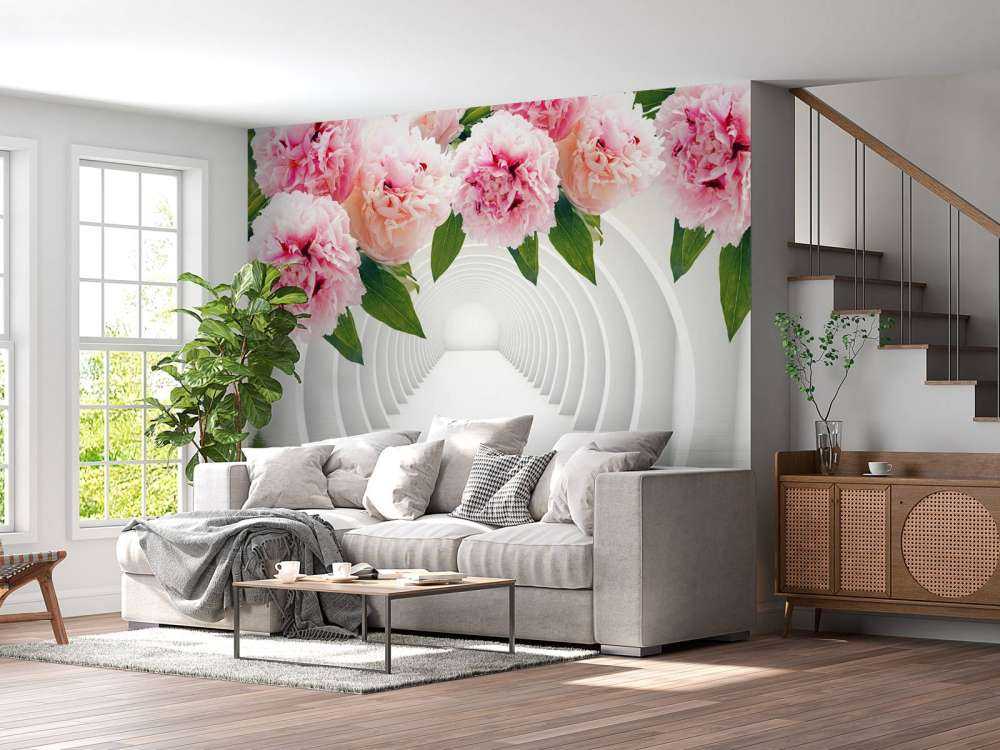 Tunnel with peonies