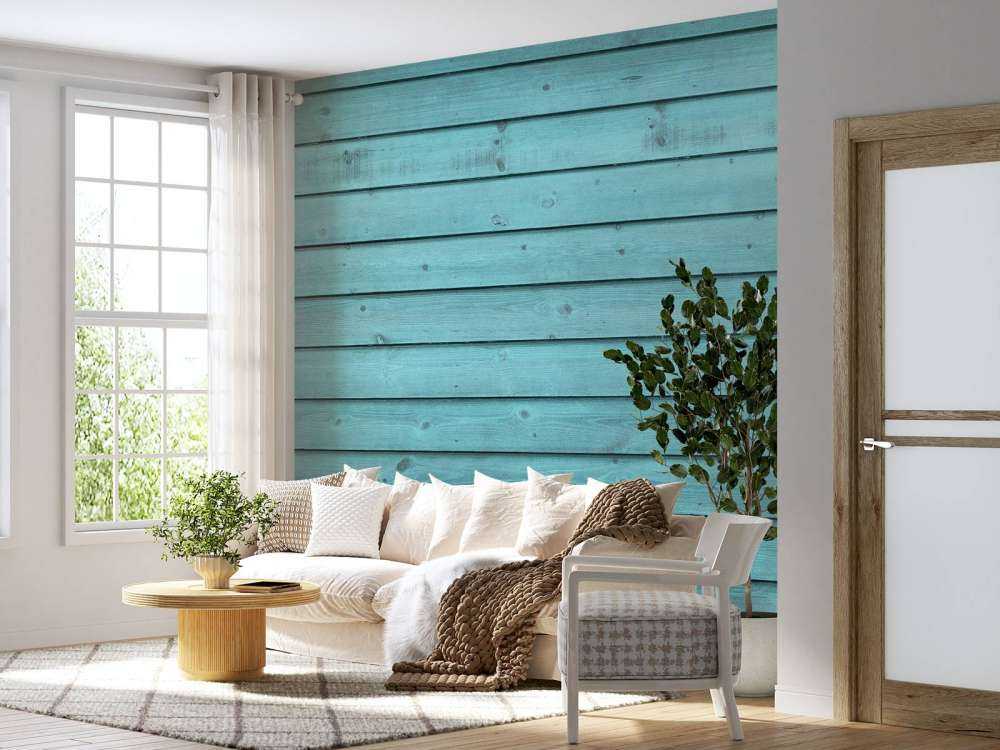 Blauw geverfd hout