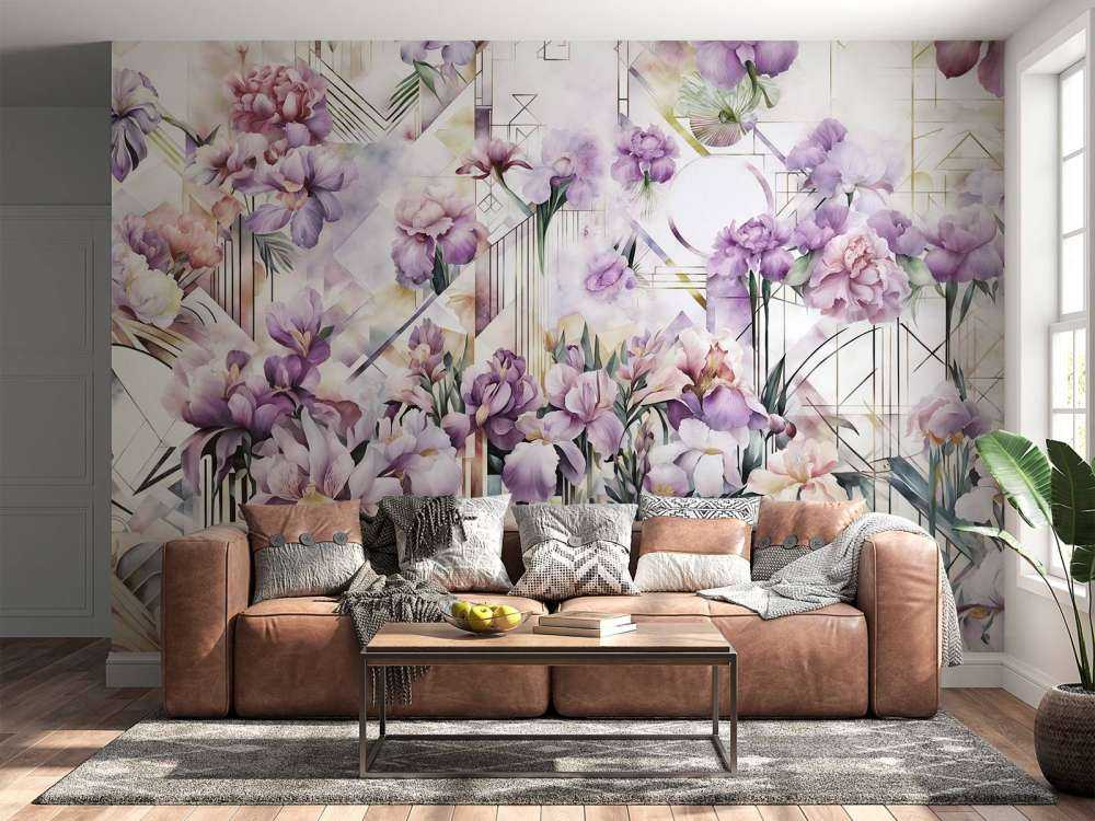 Huge Watercolor Irises Purple