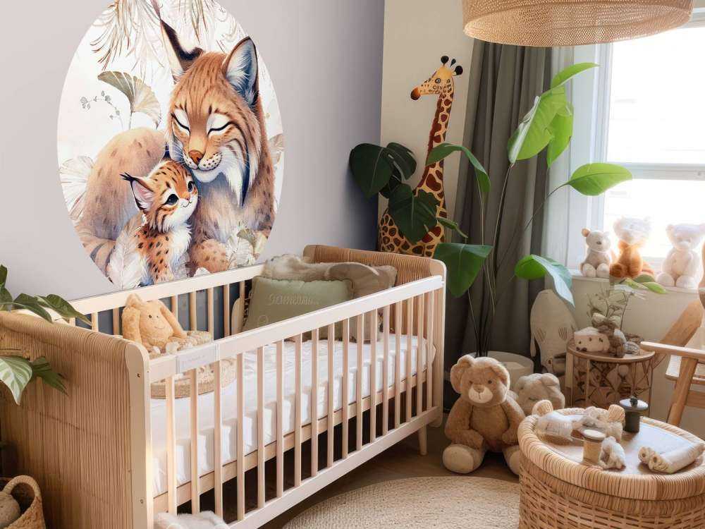 Loving lynx with young