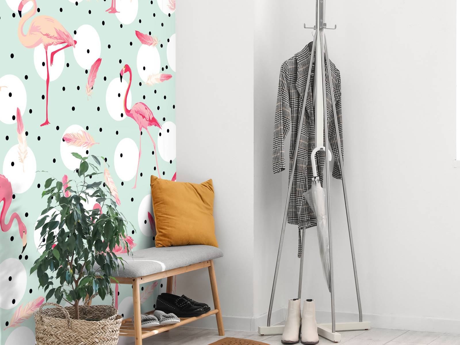 Flamingos and feathers