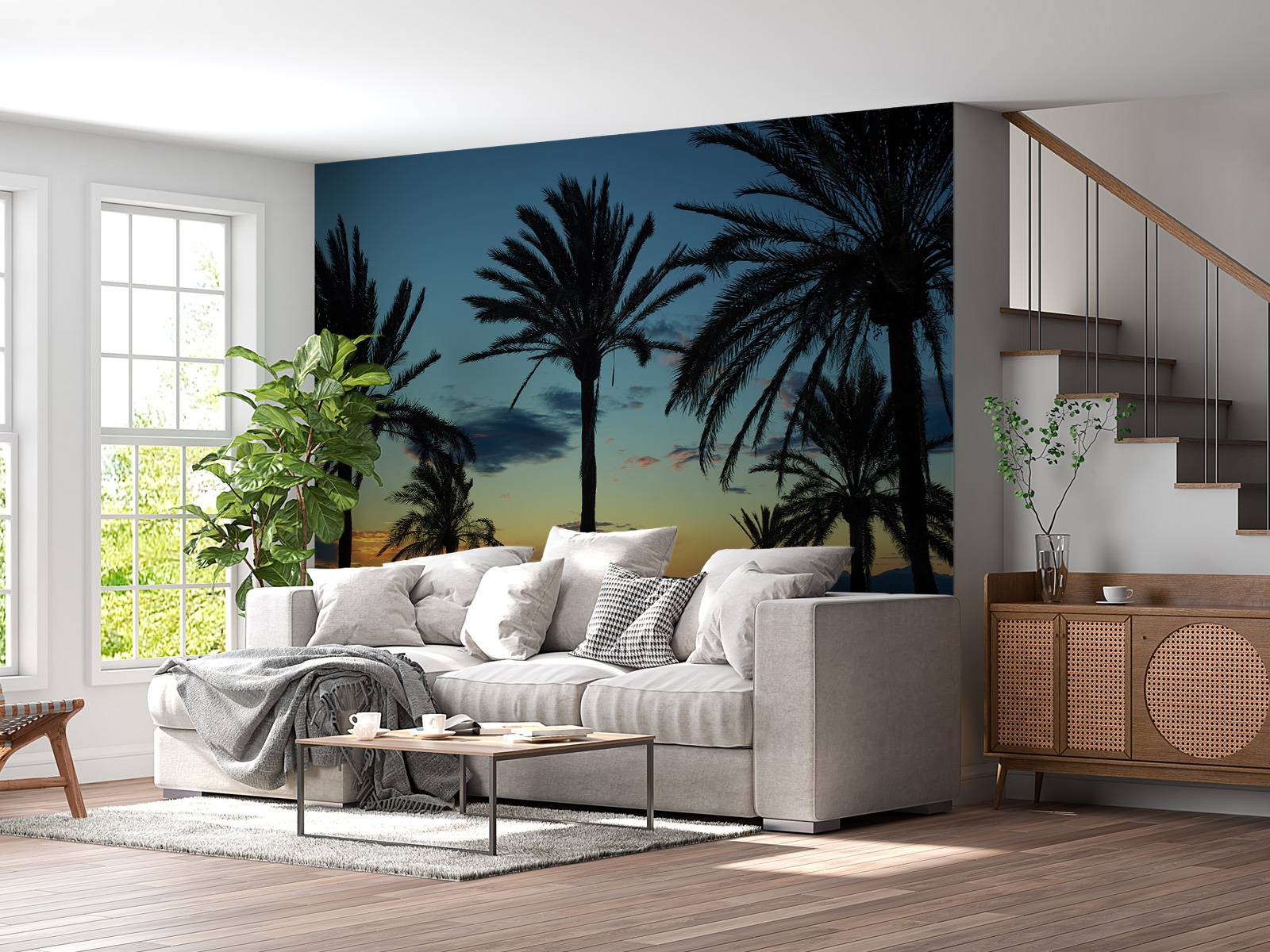 Palm trees at sunset