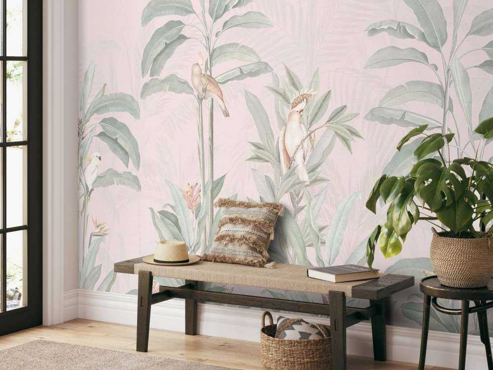 Vintage Jungle Landscape - blush pink