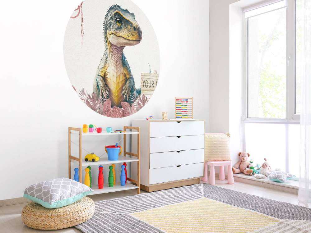 Baby t-rex in the pink jungle