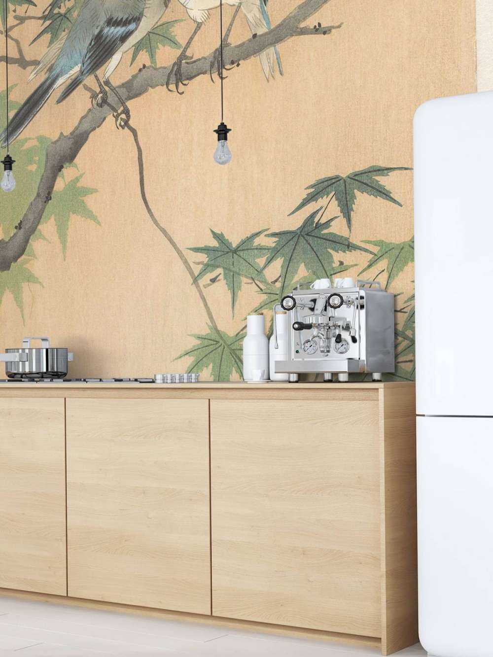 Great tits on maple branch