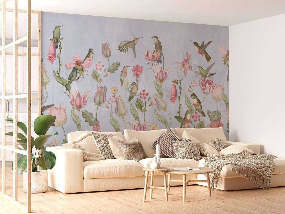 Spring Hummingbird Symphony - Pastel Blue Serenade