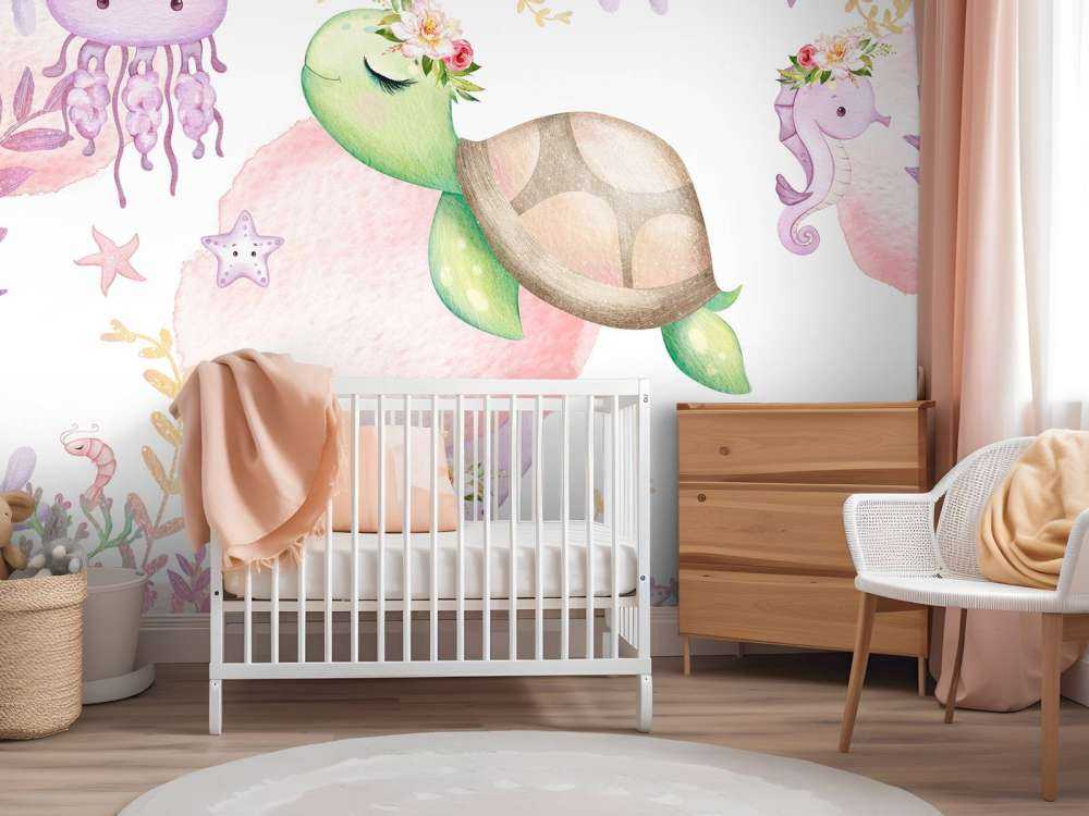 Pink sea floor baby room