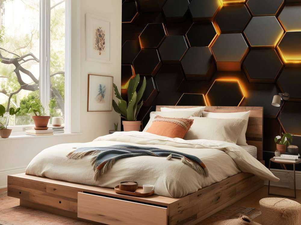 Glowing Golden Hexagons