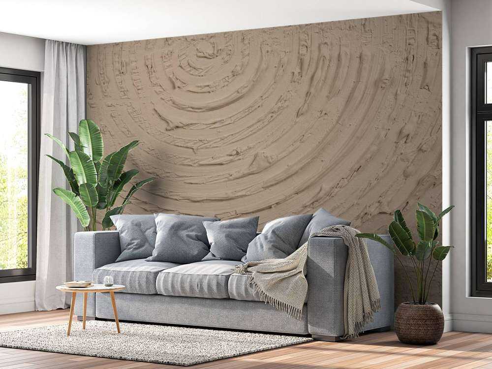 Round shapes and lines in taupe