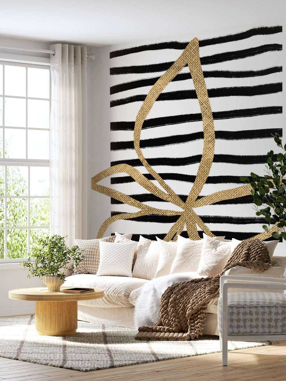 Golden Flower on Black Stripes