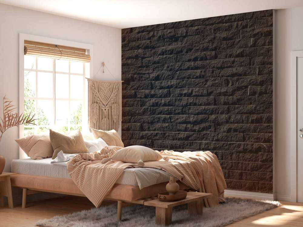 Wall with dark stones