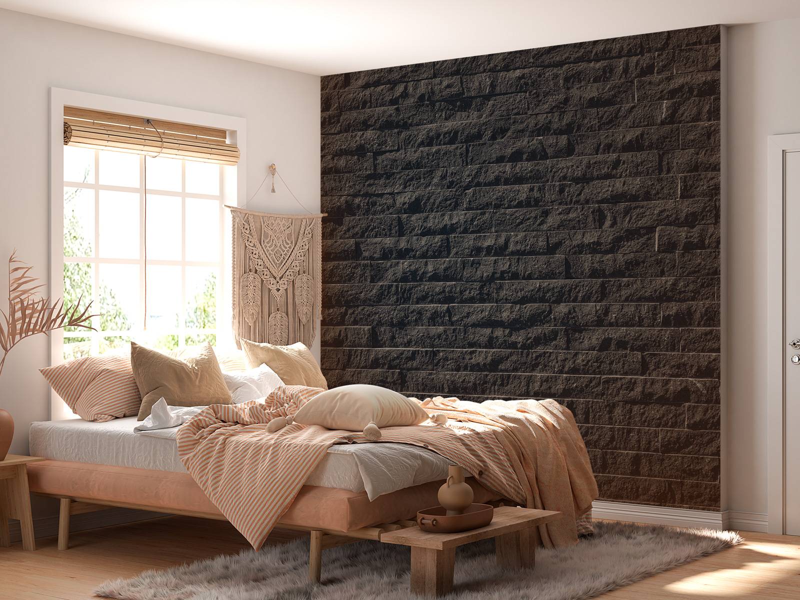 Wall with dark stones