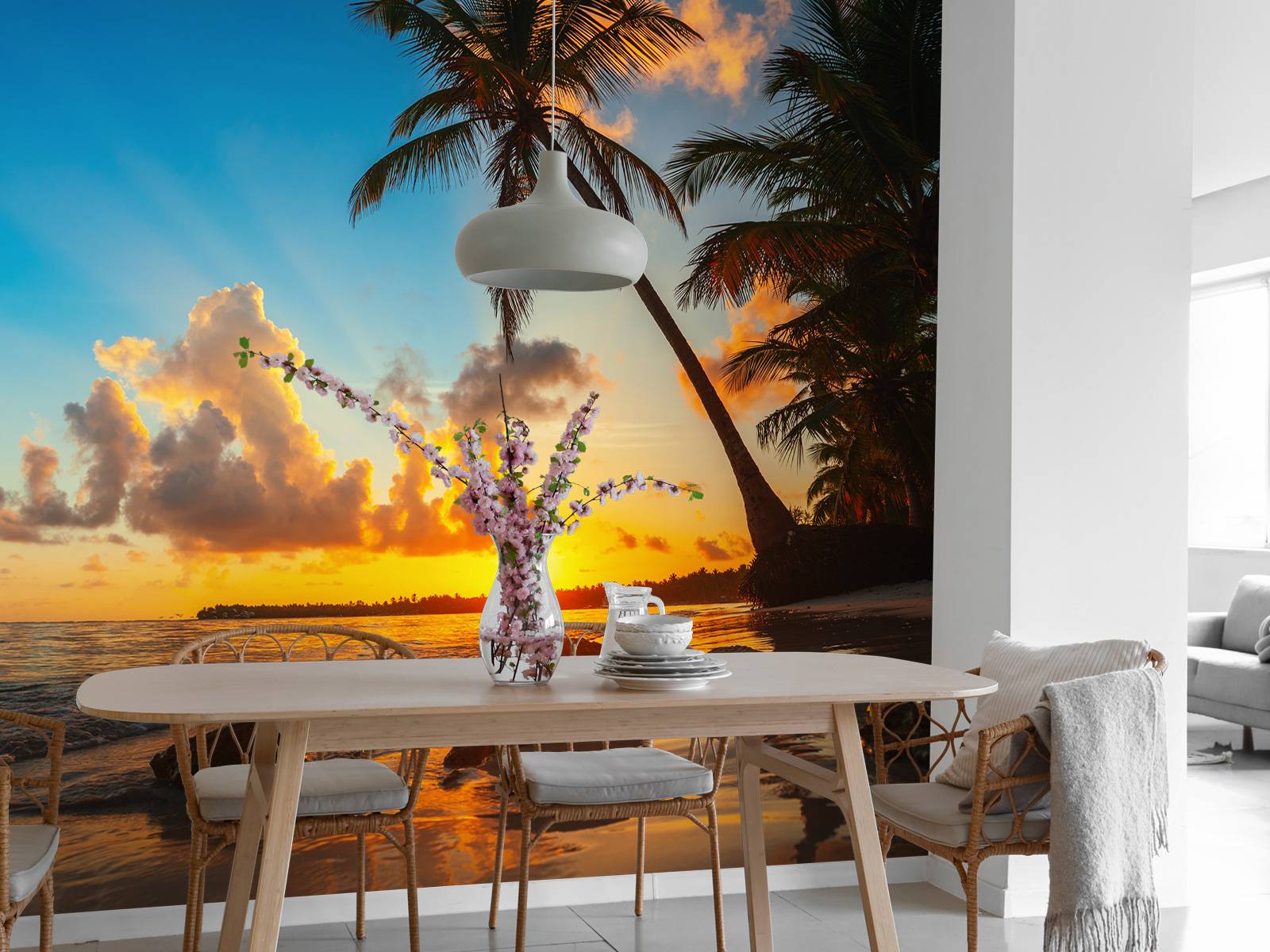 Sunset with palm trees