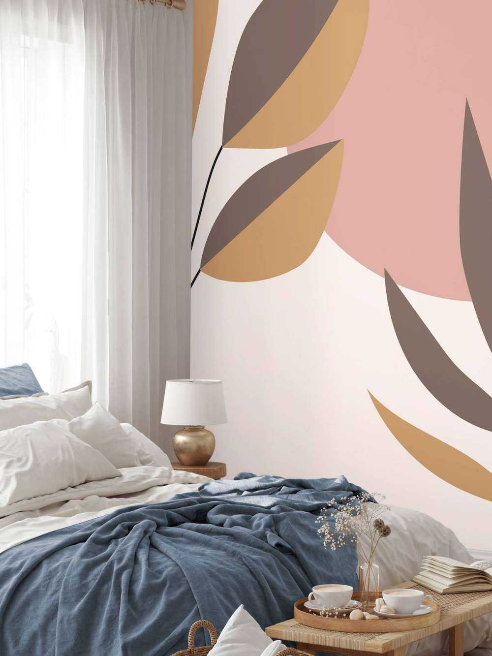 Roze cirkel met planten