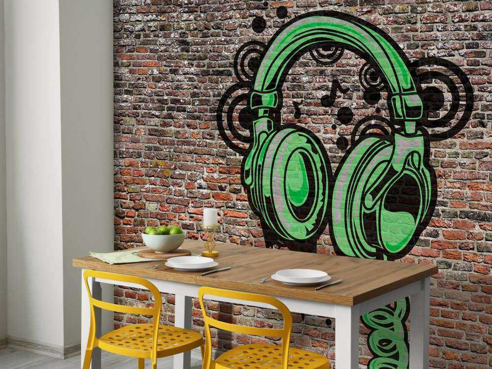 Graffiti on old brick wall