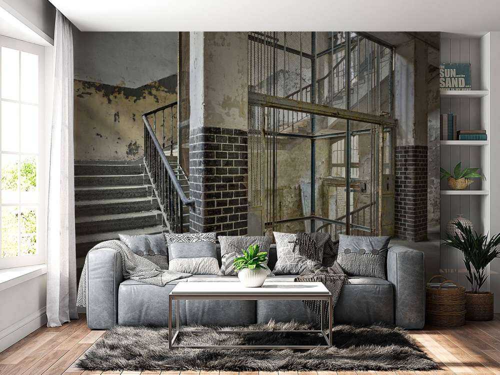 Old lift shaft with stairs