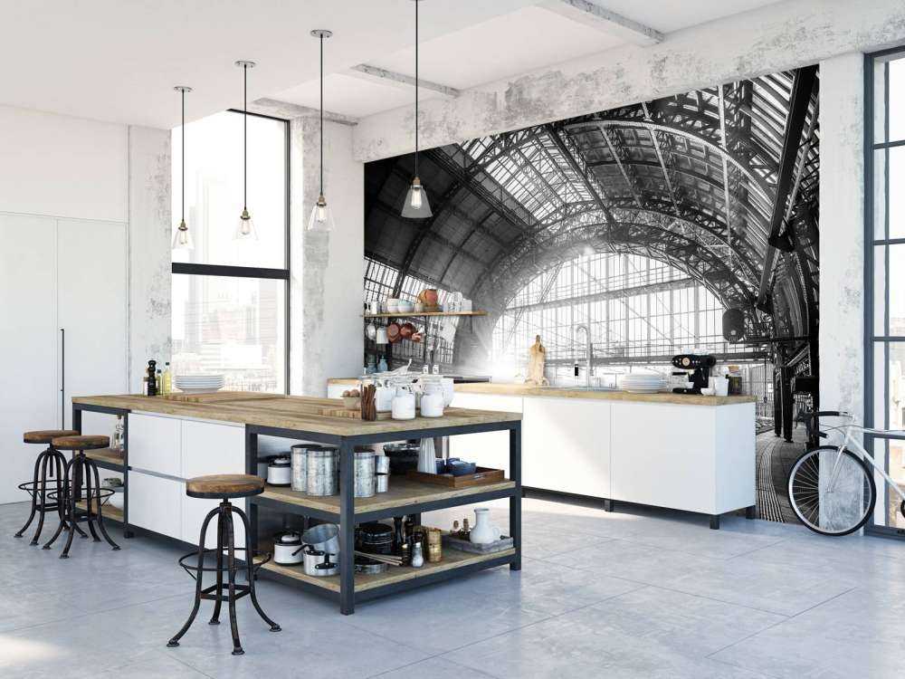 Sunrise on a station in black and white