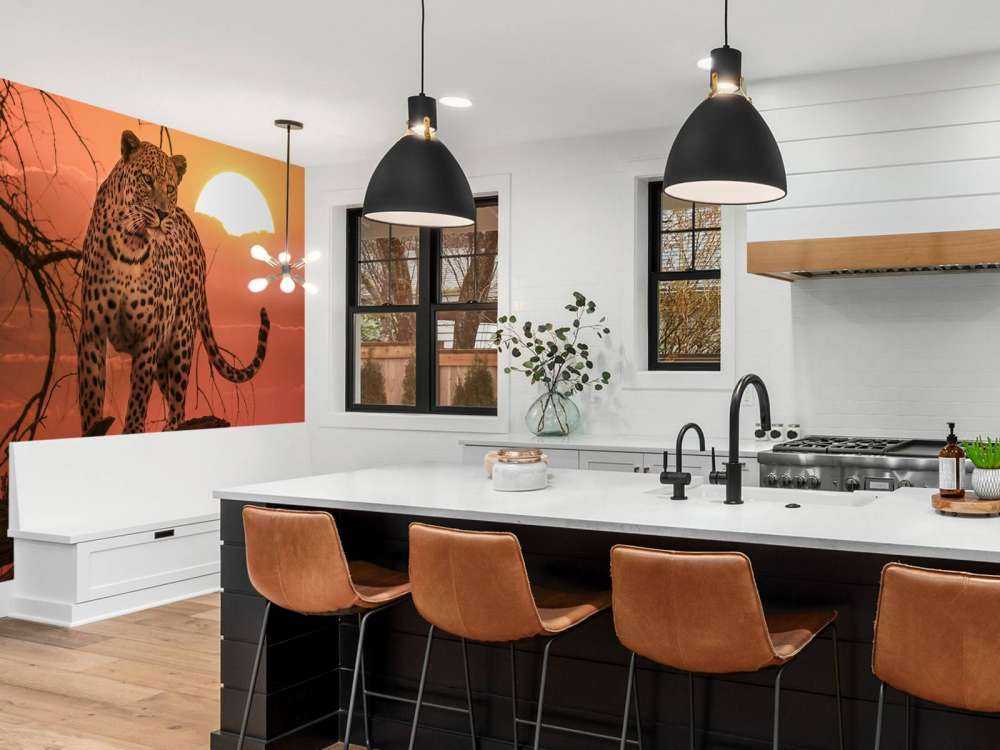 Leopard with setting sun