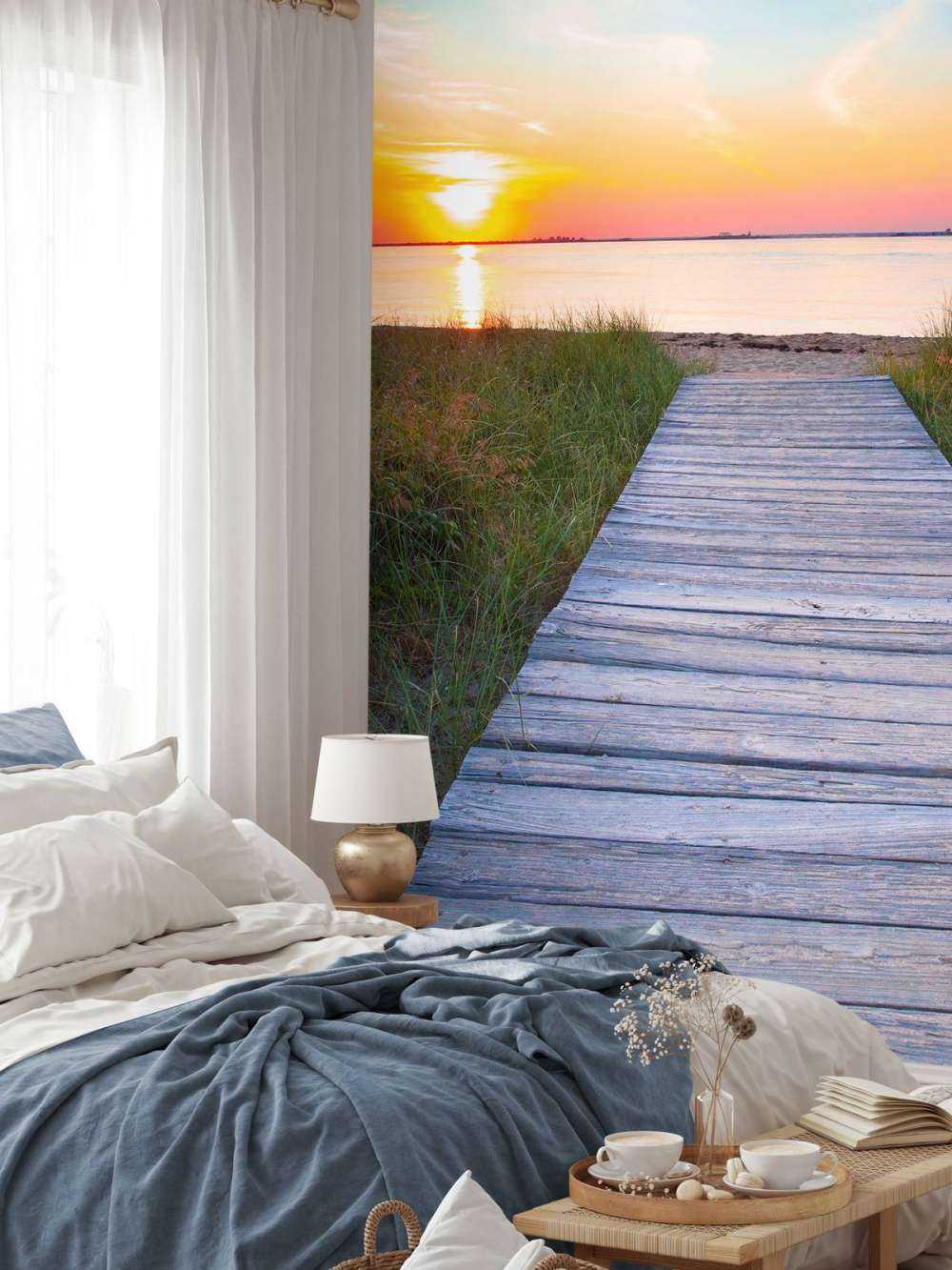 Beach and wooden road